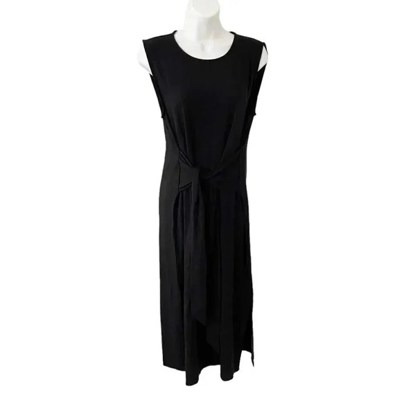 NWT Eileen Fisher Tie Front Jewel Neck Sleeveless Jersey Knit Dress size Small - Picture 3 of 13